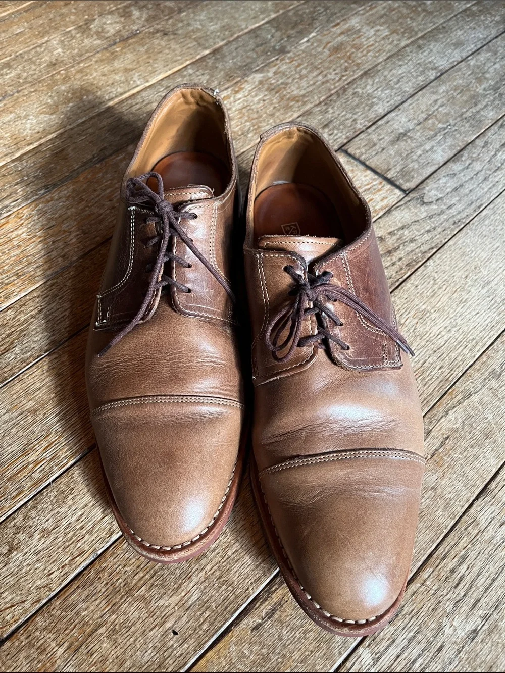 Allen Edmonds Brown Leather Cap-Toe Derby Shoes